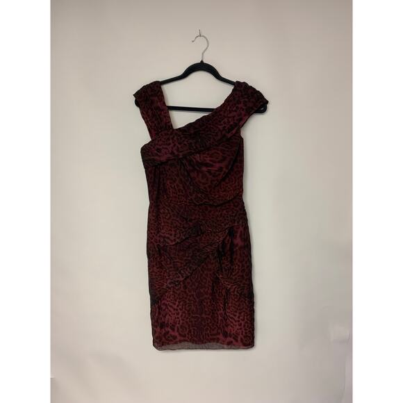 Tadashi Shoji Dresses & Skirts - TADASHI SHOJI Dress Purple Animal Print Silk Formal Dark Romantic HOCO Party SZ4